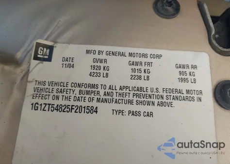 2005 Chevrolet Malibu Ls from USA, damaged, VIN 1G1ZT54825F201584